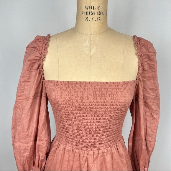 Reformation Dunes Mini Dress Balloon Long Sleeve Praline Size 0 - Picture 5 of 13